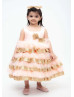 Peach Tulle Gold Sequin Tiered Flower Girl Dress